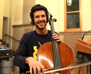 Ben Johnson playing cello at Belmont University