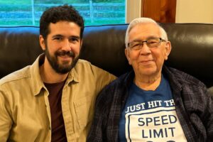 Ben Johnson with his grand father